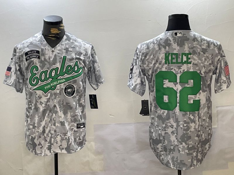 Men Philadelphia Eagles 62 Kelce Nike Arctic Camo 2024 Salute to Service Limited NFL Jersey style 3